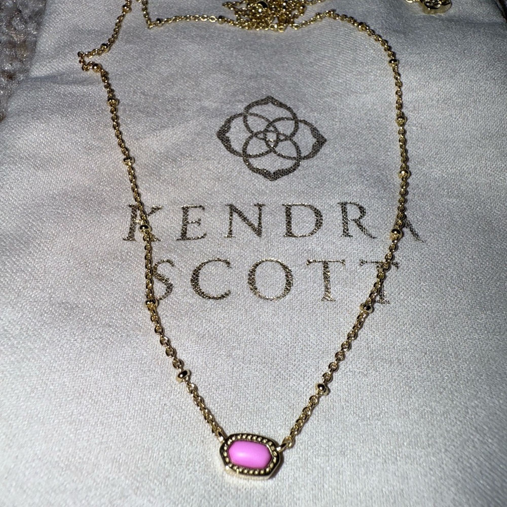Kendra Scott Gold Necklace with Pink Stone